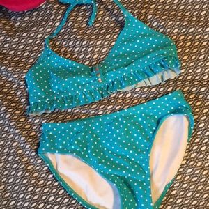 Girls polka dot blue bikini 7/8
